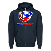 Navy usa rugby Zipper Hoodie - linhVisuals