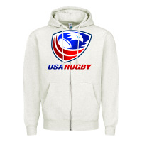 Oatmeal Heather usa rugby Zipper Hoodie - linhVisuals