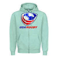 Seafoam usa rugby Zipper Hoodie - linhVisuals