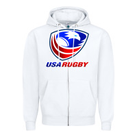 White usa rugby Zipper Hoodie - linhVisuals