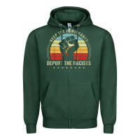Sports Green keep the immigrants deport the racists Zipper Hoodie - linhVisuals