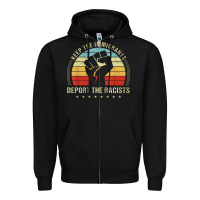 Black keep the immigrants deport the racists Zipper Hoodie - linhVisuals