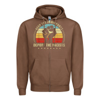 Chestnut keep the immigrants deport the racists Zipper Hoodie - linhVisuals