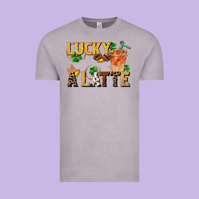 Lucky A Latte Vintage Tee Designed By Fadigitalartstudio