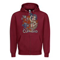 Burgundy cuphead cala maria airplane attack t shirt Zipper Hoodie - linhVisuals