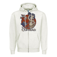 Oatmeal Heather cuphead cala maria airplane attack t shirt Zipper Hoodie - linhVisuals
