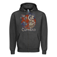 Charcoal Heather cuphead cala maria airplane attack t shirt Zipper Hoodie - linhVisuals
