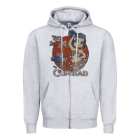 Heather Grey cuphead cala maria airplane attack t shirt Zipper Hoodie - linhVisuals