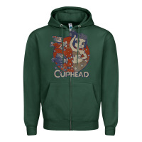Sports Green cuphead cala maria airplane attack t shirt Zipper Hoodie - linhVisuals