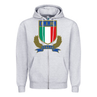 Heather Grey italian rugby federation Zipper Hoodie - linhVisuals
