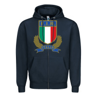 Navy italian rugby federation Zipper Hoodie - linhVisuals