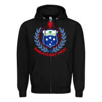 Black samoa rugby Zipper Hoodie - linhVisuals