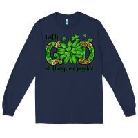 Navy With god all things are possible St. Patrick's Day Long Sleeve Tee - LillyAllenDesigns
