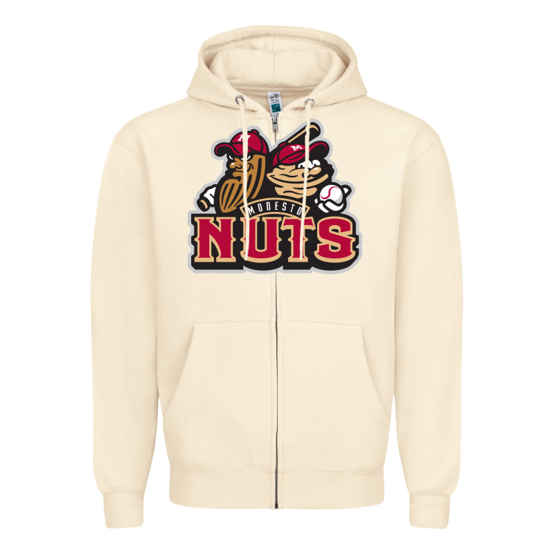 Modesto Nuts Baseball Zipper Hoodie by linhVisuals | Teevron