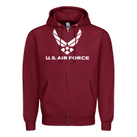 Burgundy us air force Zipper Hoodie - linhVisuals