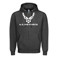 Charcoal Heather us air force Zipper Hoodie - linhVisuals