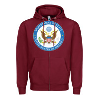 Burgundy us department of state 2 Zipper Hoodie - linhVisuals