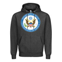 Charcoal Heather us department of state 2 Zipper Hoodie - linhVisuals