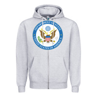 Heather Grey us department of state 2 Zipper Hoodie - linhVisuals
