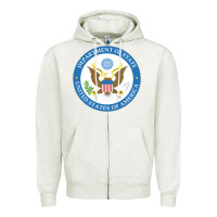 Oatmeal Heather us department of state 2 Zipper Hoodie - linhVisuals