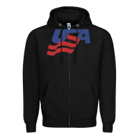 Black usa hockey simple Zipper Hoodie - linhVisuals