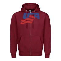Burgundy usa hockey simple Zipper Hoodie - linhVisuals
