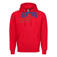 Red usa hockey simple Zipper Hoodie - linhVisuals