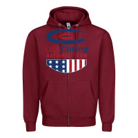 Burgundy usa curling team Zipper Hoodie - linhVisuals