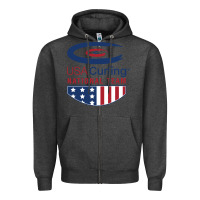 Charcoal Heather usa curling team Zipper Hoodie - linhVisuals