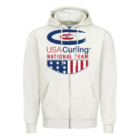 Oatmeal Heather usa curling team Zipper Hoodie - linhVisuals