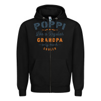 Black Mens Poppi Like a Regular Grandpa Funny Fathers Day Zipper Hoodie - linhVisuals