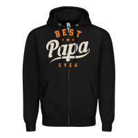 Black Mens Best Papa Ever Funny Fathers Day Zipper Hoodie - linhVisuals