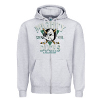 Heather Grey vintage mighty sports ducks Zipper Hoodie - linhVisuals