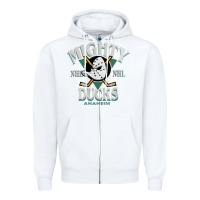 White vintage mighty sports ducks Zipper Hoodie - linhVisuals