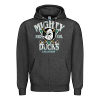 Charcoal Heather vintage mighty sports ducks Zipper Hoodie - linhVisuals