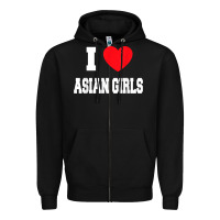 Black i love asian girls t shirt Zipper Hoodie - linhVisuals