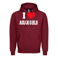 Burgundy i love asian girls t shirt Zipper Hoodie - linhVisuals