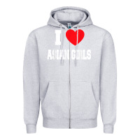 Heather Grey i love asian girls t shirt Zipper Hoodie - linhVisuals