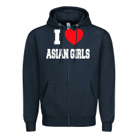 Navy i love asian girls t shirt Zipper Hoodie - linhVisuals