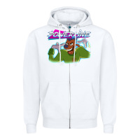 White powerline Zipper Hoodie - linhVisuals