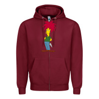 Burgundy simpson Zipper Hoodie - linhVisuals