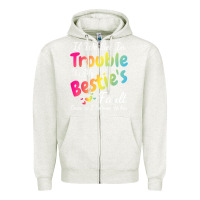 Oatmeal Heather if we get in trouble it's my bestie's fault i listened her t shirt Zipper Hoodie - linhVisuals