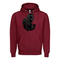 Burgundy black cat Zipper Hoodie - linhVisuals