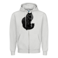 Dove Grey black cat Zipper Hoodie - linhVisuals