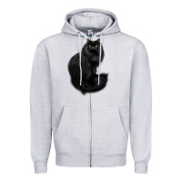 Heather Grey black cat Zipper Hoodie - linhVisuals