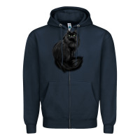 Navy black cat Zipper Hoodie - linhVisuals