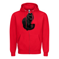 Red black cat Zipper Hoodie - linhVisuals