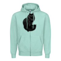 Seafoam black cat Zipper Hoodie - linhVisuals