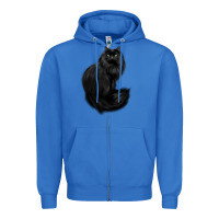 True Royal black cat Zipper Hoodie - linhVisuals