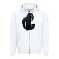 White black cat Zipper Hoodie - linhVisuals